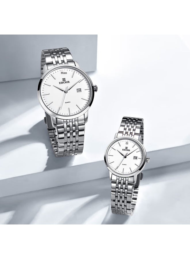 Ebohr Master Series ساعة كوارتز للزوجين من الفولاذ المقاوم للصدأ صندوق هدايا 50290512/529 - Image 3