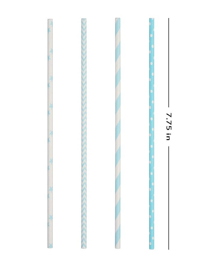 ALINK Biodegradable Light Blue White Paper Straws, Pack of 100 Party Straws for Juice, Cocktail, Smoothies, Birthday, Wedding, Bridal/Baby Shower and Christmas Decorations Supplies - Image 3