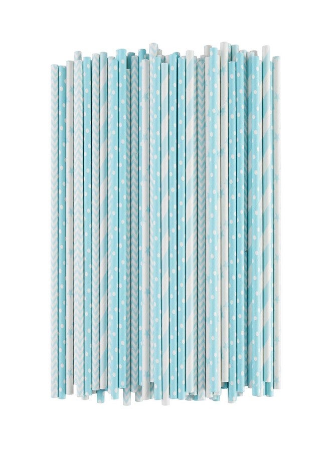 ALINK Biodegradable Light Blue White Paper Straws, Pack of 100 Party Straws for Juice, Cocktail, Smoothies, Birthday, Wedding, Bridal/Baby Shower and Christmas Decorations Supplies - Image 2