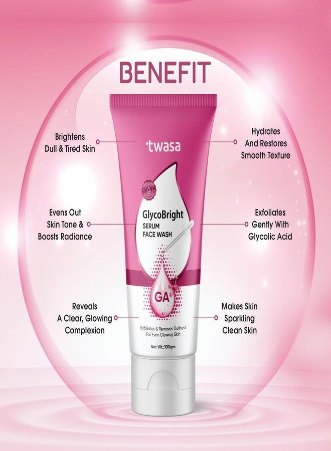 Twasa Glycobright Brightening Face Wash for Exfoliates, Even Tone & Glowing Skin | Glycolic Acid Face Wash For Dull Skin | For Men & Women | Sulphate-Free | 100ml - Image 3