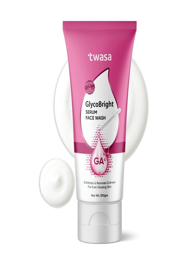 Twasa Glycobright Brightening Face Wash for Exfoliates, Even Tone & Glowing Skin | Glycolic Acid Face Wash For Dull Skin | For Men & Women | Sulphate-Free | 100ml