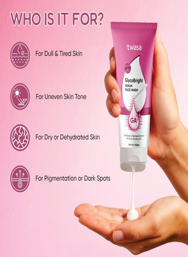 Twasa Glycobright Brightening Face Wash for Exfoliates, Even Tone & Glowing Skin | Glycolic Acid Face Wash For Dull Skin | For Men & Women | Sulphate-Free | 100ml - Image 5