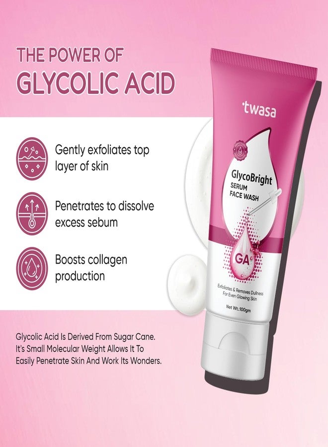Twasa Glycobright Brightening Face Wash for Exfoliates, Even Tone & Glowing Skin | Glycolic Acid Face Wash For Dull Skin | For Men & Women | Sulphate-Free | 100ml - Image 4