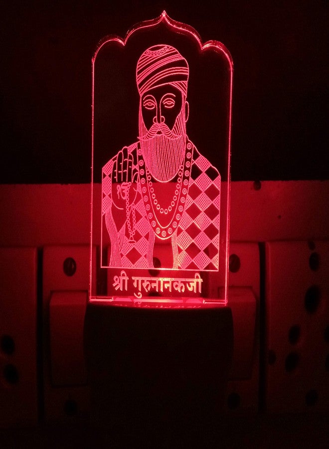 UKANI 3D Shree Guru Nanak 3D LED Illusion Night Lamp with Plug for Bedroom for Kids (Multicolour) Size 3 INCH - Image 2