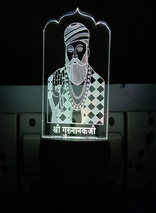 UKANI 3D Shree Guru Nanak 3D LED Illusion Night Lamp with Plug for Bedroom for Kids (Multicolour) Size 3 INCH - Image 5