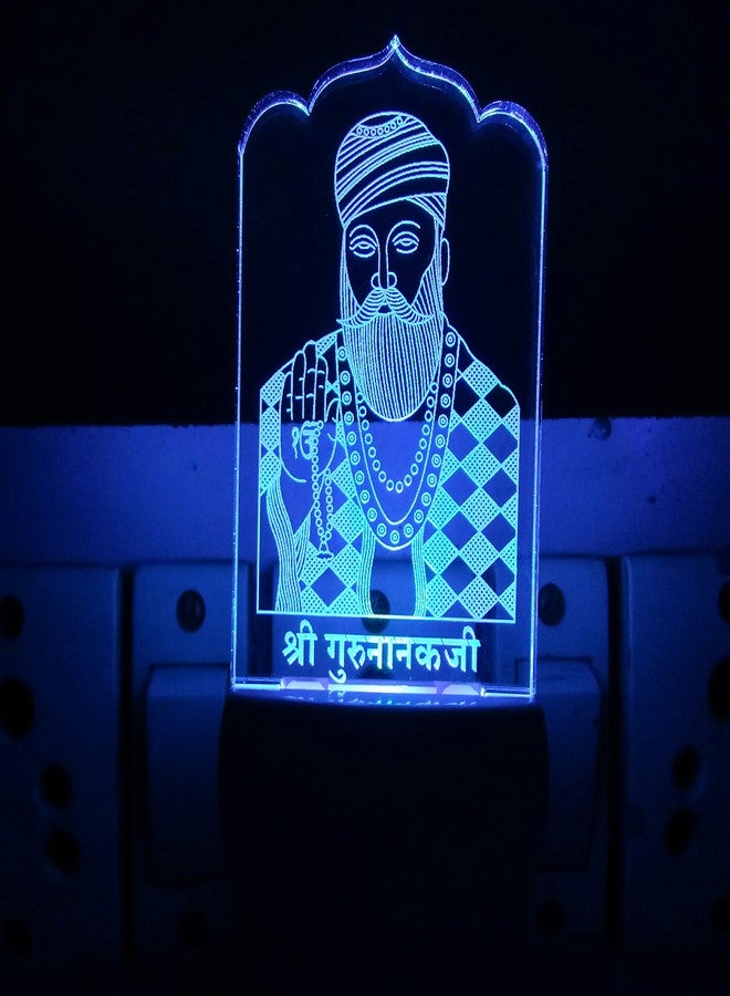 UKANI 3D Shree Guru Nanak 3D LED Illusion Night Lamp with Plug for Bedroom for Kids (Multicolour) Size 3 INCH - Image 4