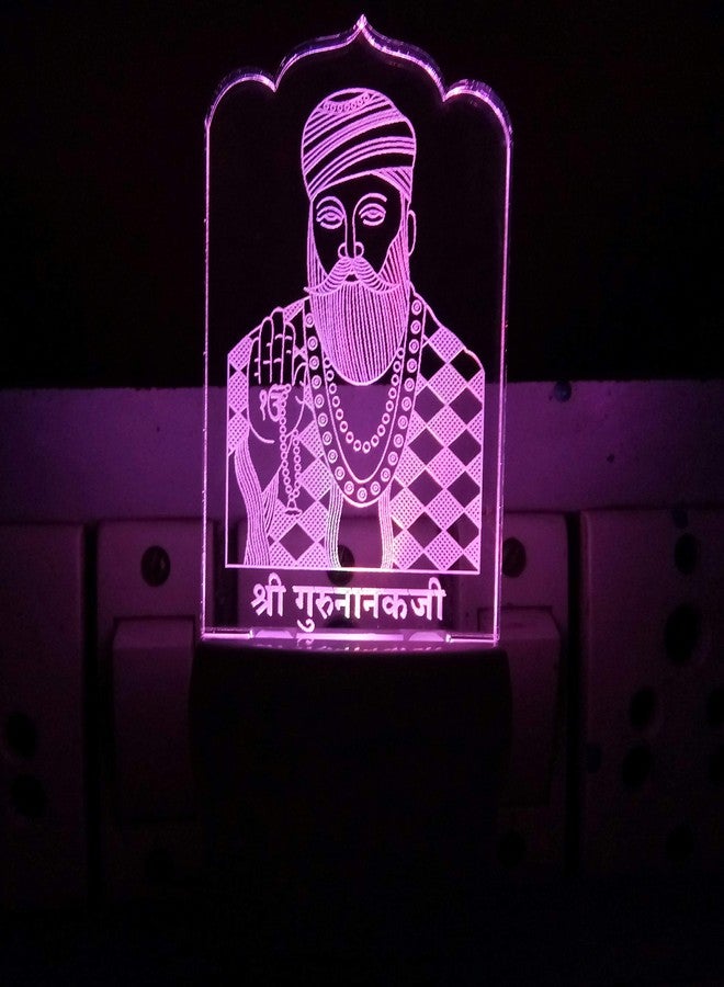 UKANI 3D Shree Guru Nanak 3D LED Illusion Night Lamp with Plug for Bedroom for Kids (Multicolour) Size 3 INCH - Image 3