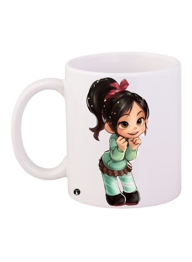 RYN Cartoon Printed Coffee Mug White/Green/Black 11ounce