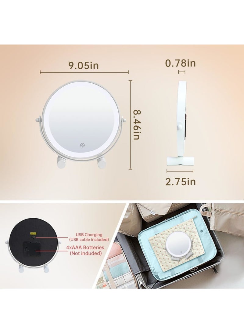 KASTWAVE Portable Lighted Vanity Mirror for Travel, Round, Dimmable Lighting, 360° Swivel, Folding Desk Stand, Ideal for Bathroom, Home Use, Gift for Women and Girls  - Image 5