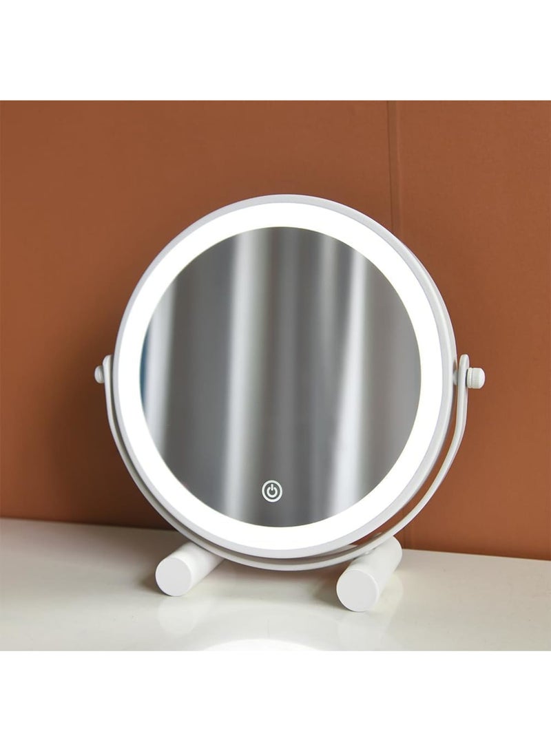 KASTWAVE Portable Lighted Vanity Mirror for Travel, Round, Dimmable Lighting, 360° Swivel, Folding Desk Stand, Ideal for Bathroom, Home Use, Gift for Women and Girls  - Image 2