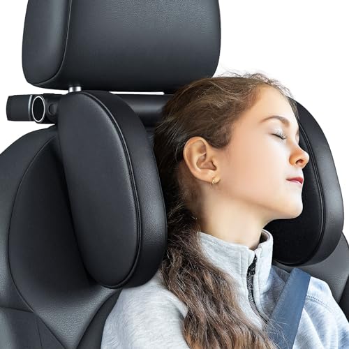 QRabbit Adjustable Car Headrest Pillow, U-Shaped Head Support Neck Pillows, Car Travel Sleeping Headrest Pillow for Kids & Adults Head Support, Only Suitable for Car Seat with 2 Poles - Image 1