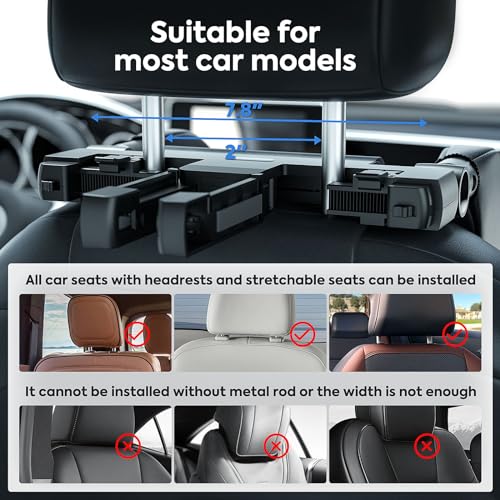 QRabbit Adjustable Car Headrest Pillow, U-Shaped Head Support Neck Pillows, Car Travel Sleeping Headrest Pillow for Kids & Adults Head Support, Only Suitable for Car Seat with 2 Poles - Image 2