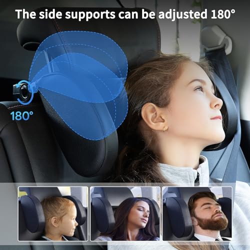 QRabbit Adjustable Car Headrest Pillow, U-Shaped Head Support Neck Pillows, Car Travel Sleeping Headrest Pillow for Kids & Adults Head Support, Only Suitable for Car Seat with 2 Poles - Image 3