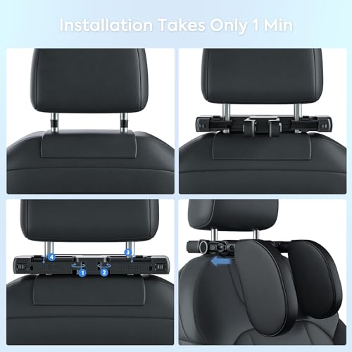 QRabbit Adjustable Car Headrest Pillow, U-Shaped Head Support Neck Pillows, Car Travel Sleeping Headrest Pillow for Kids & Adults Head Support, Only Suitable for Car Seat with 2 Poles - Image 5