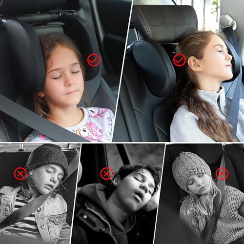 QRabbit Adjustable Car Headrest Pillow, U-Shaped Head Support Neck Pillows, Car Travel Sleeping Headrest Pillow for Kids & Adults Head Support, Only Suitable for Car Seat with 2 Poles - Image 4
