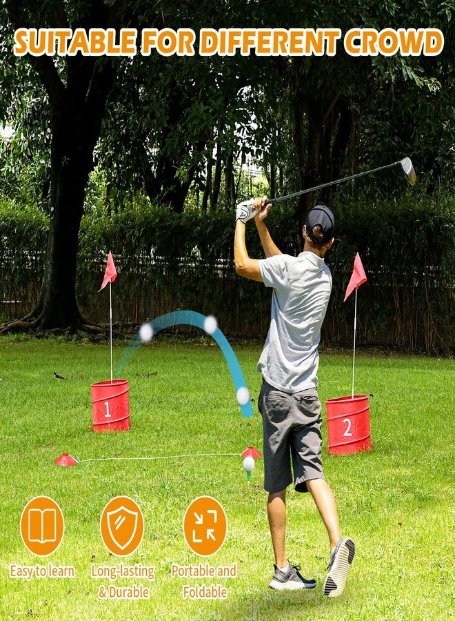 WodGod 6 Pcs Backyard Golf Outdoor Game with 2 Clubs-Outdoor Golf Yard Game for Practice, Golf Chipping Game for Adults and Family,Beach,Camping,Lawm,Park - Image 5