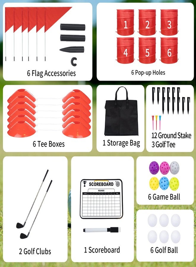 WodGod 6 Pcs Backyard Golf Outdoor Game with 2 Clubs-Outdoor Golf Yard Game for Practice, Golf Chipping Game for Adults and Family,Beach,Camping,Lawm,Park - Image 2