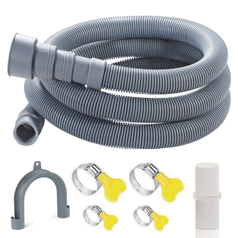 Elyfree 65 Feet Washing Machine Drain Hose Universal Flexible Washer Drain Hose Extension Kits Corrugated Dishwasher Hose w 1 Adapter 4 Clamps 1 UBend Holder