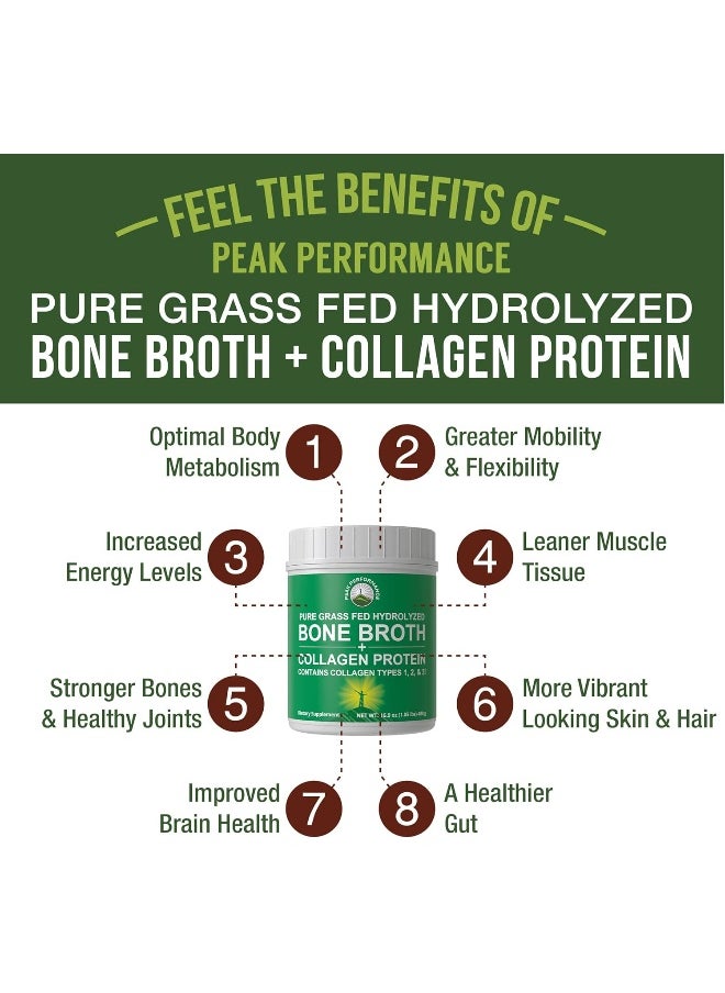 Peak Performance Hydrolyzed Bone Broth And Collagen Unflavored Protein Peptides Powder By  - Image 2