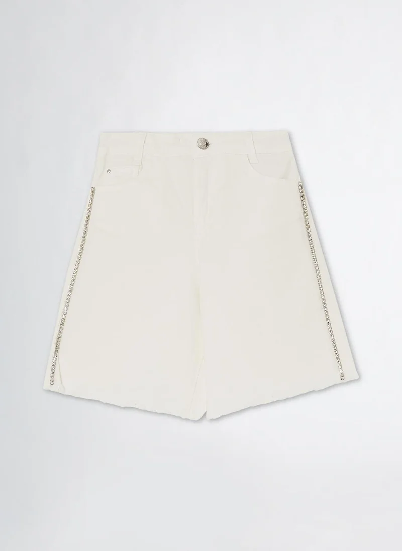 Liu Jo Cotton Bermuda Shorts with Rhinestones