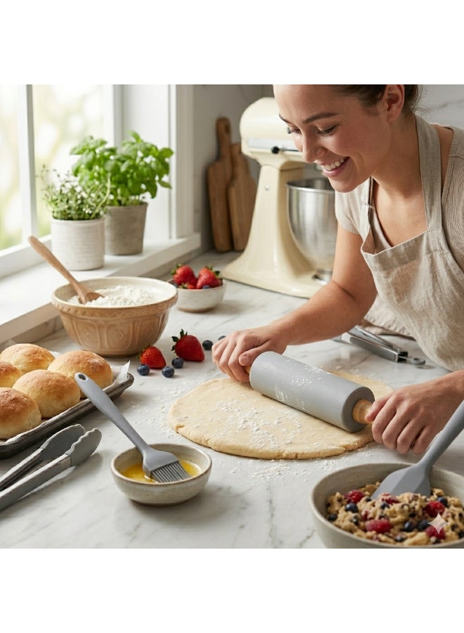 Hope 4-Piece Silicone Baking Tool Set with Non-Stick Rolling Pin, Spatula, Pastry Brush & Tongs, Heat-Resistant Food-Grade Kitchen Essentials for Cooking, Baking, Pastry & Everyday Meal Preparation - Image 4