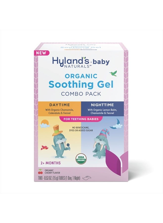 Hyland's Naturals Baby - Organic Day/Night Soothing Gel Combo Pack, Natural Relief of Oral Discomfort, Irritability & Swelling, Easy-to-Apply, Ages 2 Months & Up, 1.06 Ounce (2 Tubes of 0.53 oz.)  - Image 1