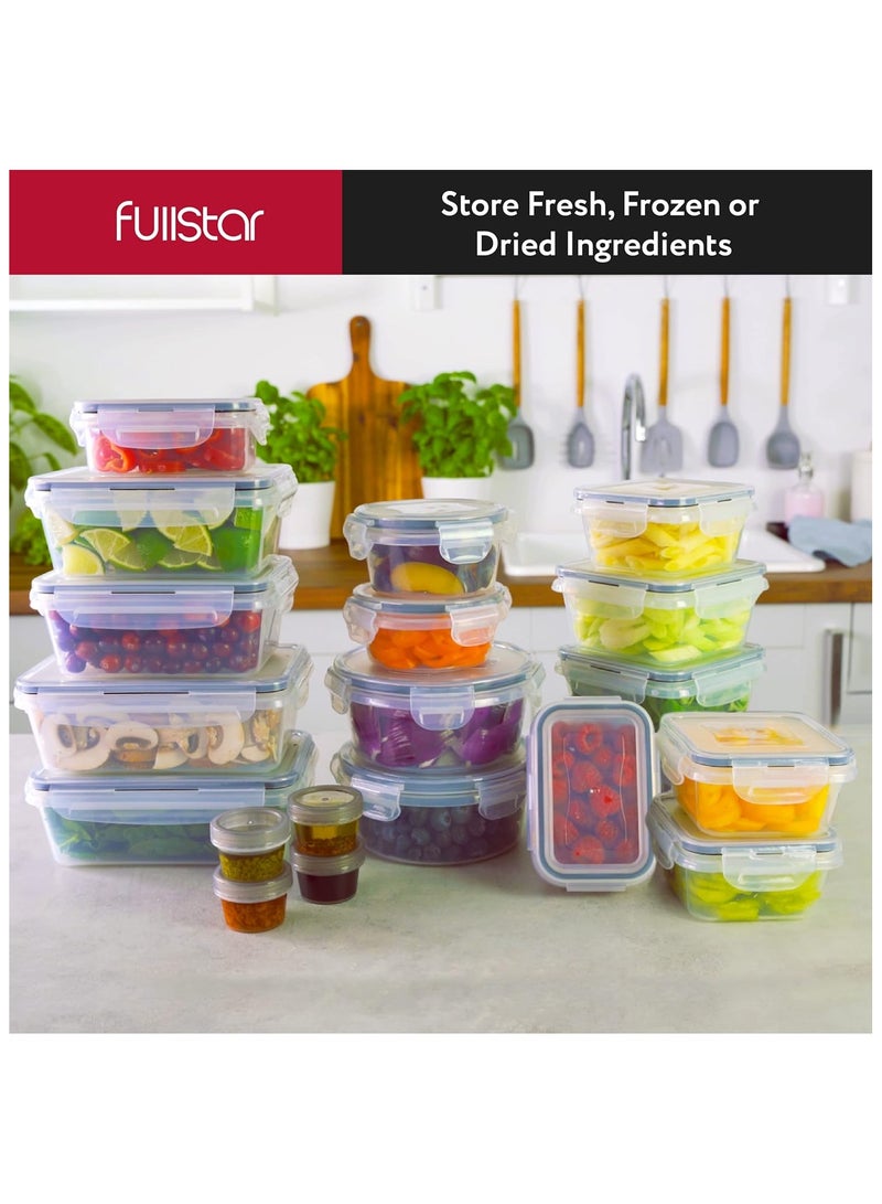 24 Piece Plastic Food Storage Containers with Lids - Leakproof BPA Meal Prep Containers - Reusable Lunch Storage Set for Kitchen Organization