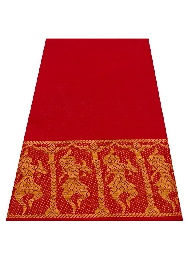 Anka's Handmade Bharatanatyam & Kuchipudi Dance Practice Cotton Saree (Red With Gold Colour Doll Border)  - Image 5