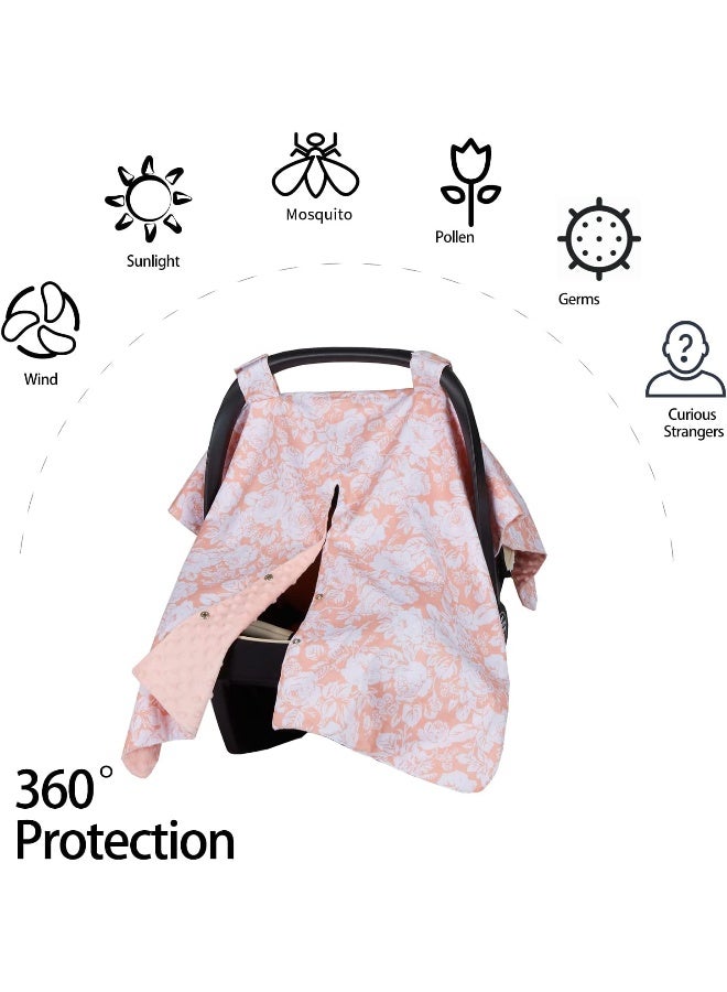 Insular Floral Car Seat Covers for Babies, Infant Minky Car Seat Canopy Cover - Image 2