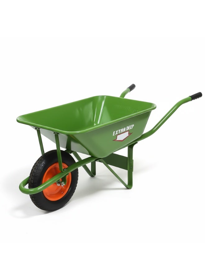 هيتكس عربة يدوية متينة - جودة يابانية قياسية - هيكل فولاذي متين، صينية عميقة، مقابض مانعة للانزلاق، عجلة دوارة سلسة | للبناء، البستنة، الزراعة | صُنع في إندونيسيا - Image 1