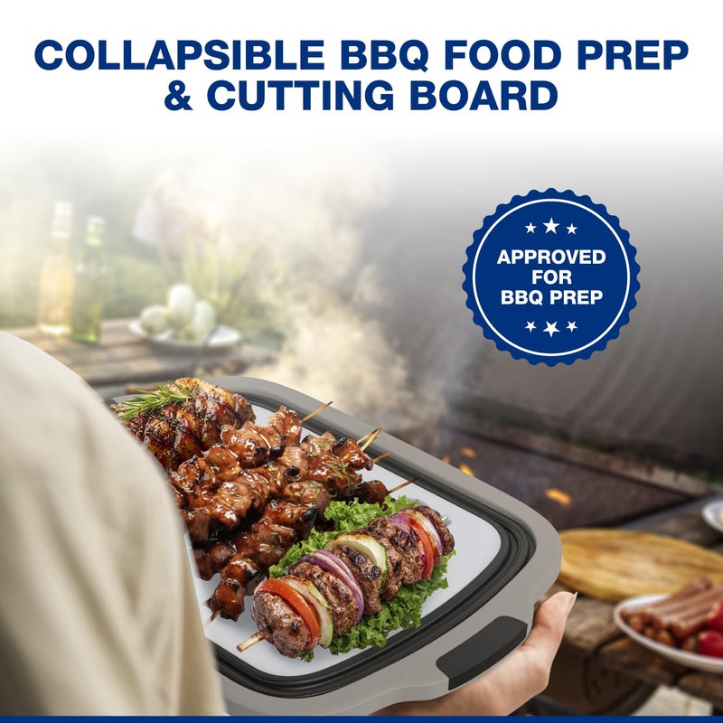 COSPARX 2-Pack XL Collapsible BBQ Prep Tub with Built-In Cutting Board, Lid & Strainer â€“ Marinate, Drain & Prep â€“ Large Food-Safe Container â€“ Perfect for Grilling, Smoking & Outdoor Cooking (Black) - Image 2
