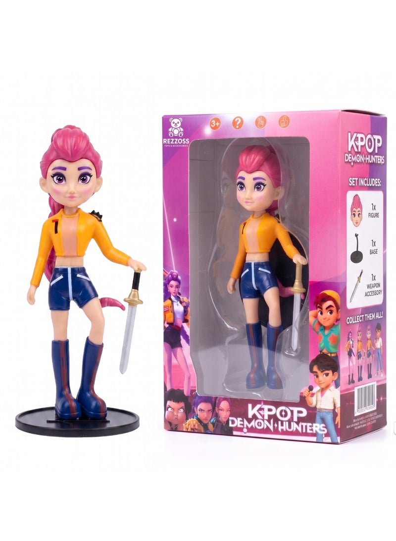 REZZOSS K-Pop Demon Hunters 18.5cm Rumi Action Figure – Pink Hair Idol Doll with Sword Accessory | Stylish Fashion Singer Toy | Non-Toxic Collectible Statue for Kids & Girls | Premium Desk Decor Birthday Eid Ramadan Gift - Image 1