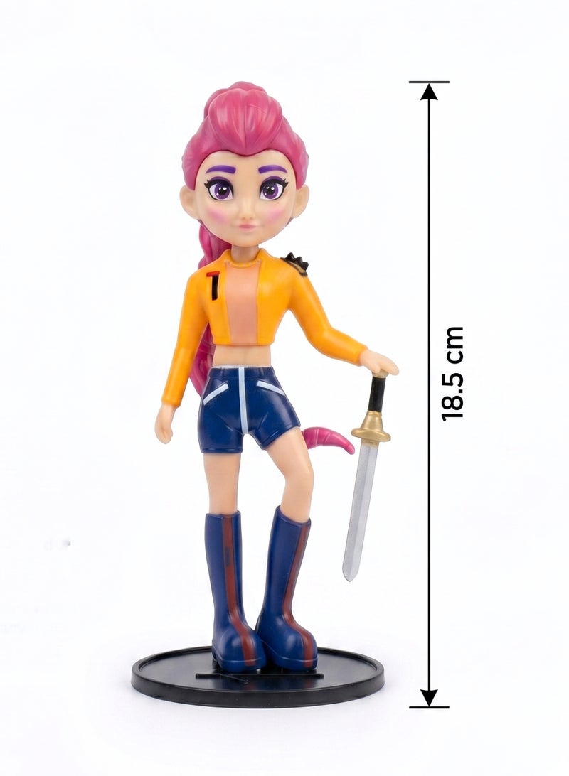 REZZOSS K-Pop Demon Hunters 18.5cm Rumi Action Figure – Pink Hair Idol Doll with Sword Accessory | Stylish Fashion Singer Toy | Non-Toxic Collectible Statue for Kids & Girls | Premium Desk Decor Birthday Eid Ramadan Gift - Image 4