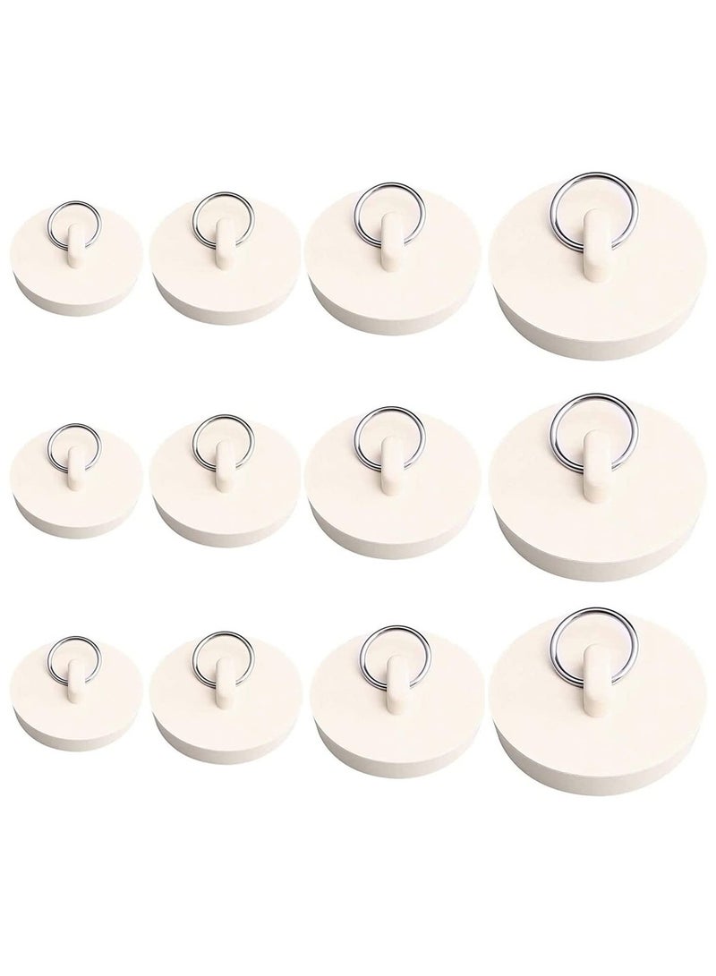 HomarKet 12-pcs Bath Plugs,Sink Plug Rubber Drain Stopper Kitchen Sink Plug with Hanging Ring for Bathtub,Bathroom (4 Sizes)  - Image 1