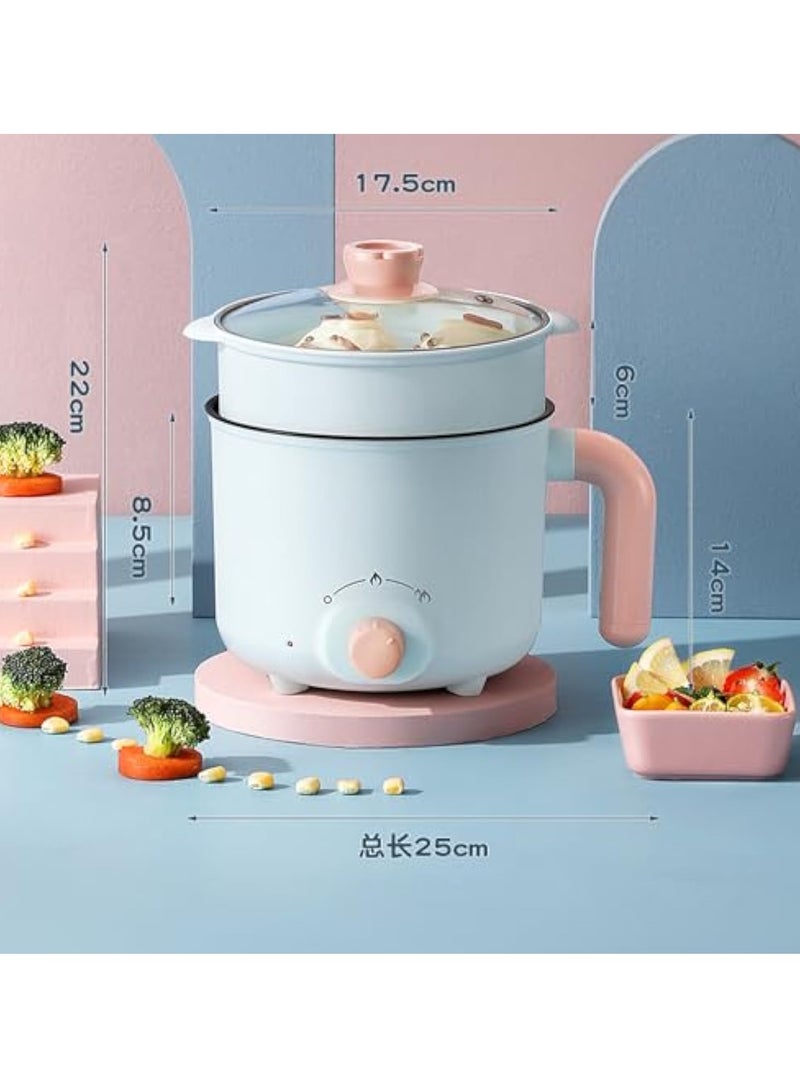 Arabest Electric Hot Pot, 1.8L Mini Multifunction Electric Cooker for Shabu-Shabu, Stir Fry, Noodles, Pasta, Nonstick Frying Pan for Sauté, Dual Power Control Ramen Cooker for Dorm and Office  - Image 4