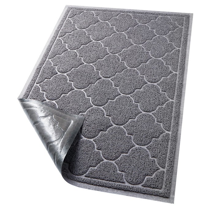 DOOR MAT LARGE 24X36 INCH INDOOR OUTDOOR DOORMAT NONSLIP LOWPROFILE DESIGN FLOOR MATFRONT DOOR WELCOME MAT FOR ENTRYWAYPATIOGARAGE LIGHT GREY