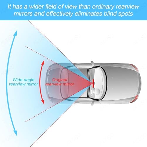 HUUSO Rear View Mirror, Clip On Rear View Wide Angle Mirror, Panoramic Interior Extended Rear View Mirror, Anti-Glare, Blue Tint Compatible With All Cars, 1 Piece - Image 5