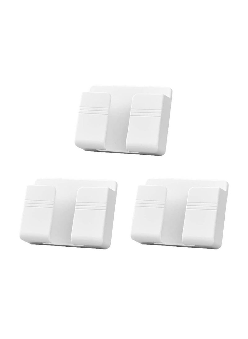 3 PCS Wall Mount Phone Holder And Remote Holder Wall With 3M Adhesive Phone Charger Stand Damage-Free Charging Dock Remote Control Storage Box For Bedroom Kitchen - Image 1