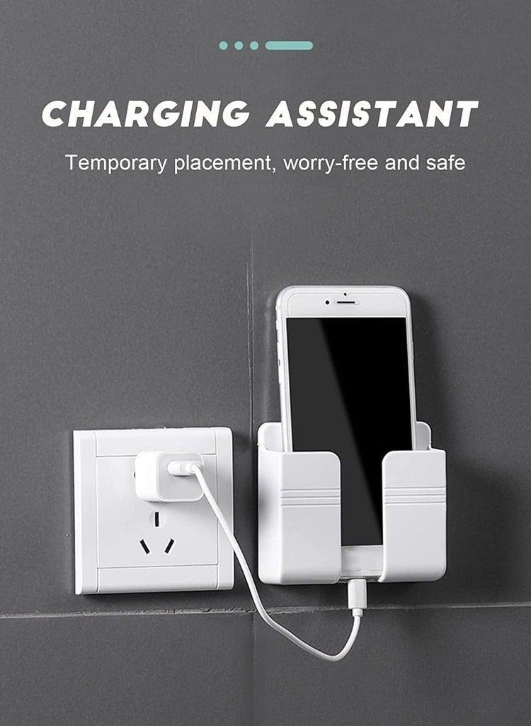 3 PCS Wall Mount Phone Holder And Remote Holder Wall With 3M Adhesive Phone Charger Stand Damage-Free Charging Dock Remote Control Storage Box For Bedroom Kitchen - Image 2