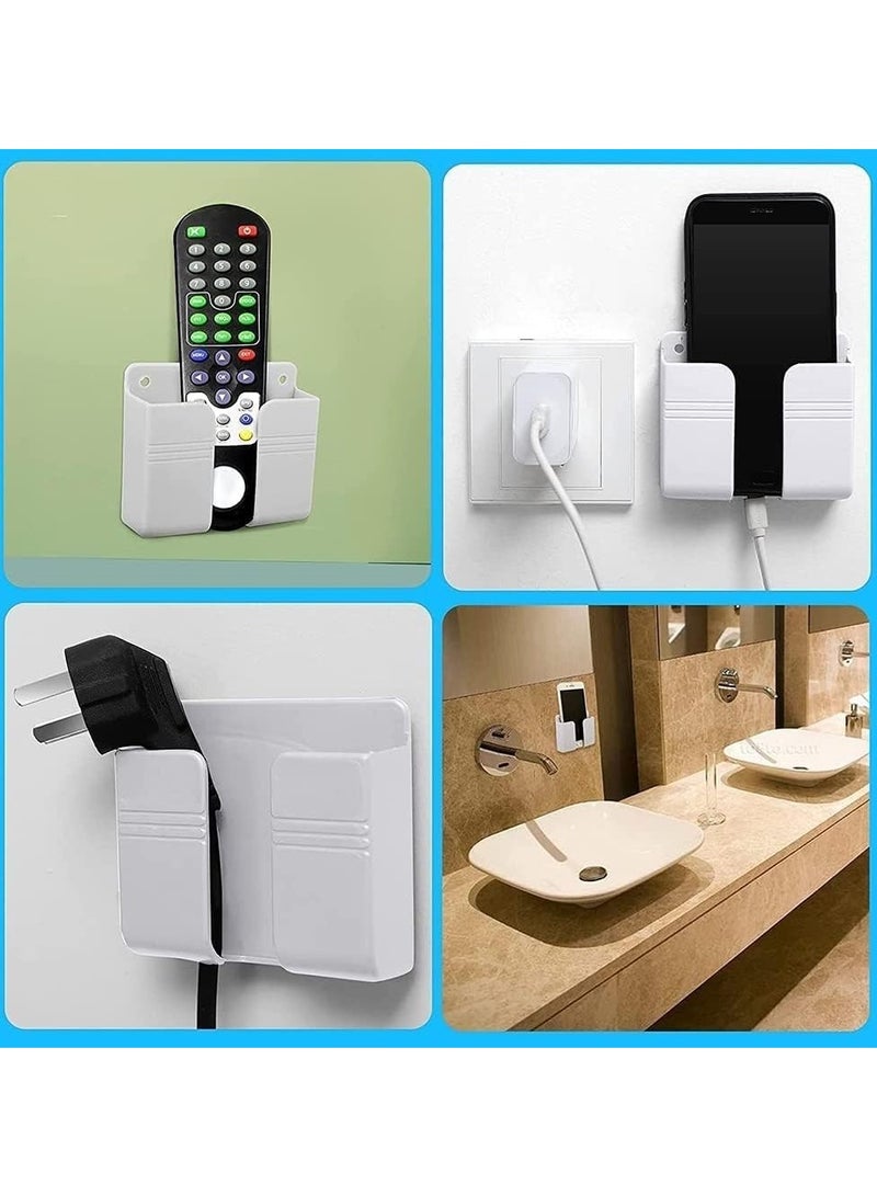 3 PCS Wall Mount Phone Holder And Remote Holder Wall With 3M Adhesive Phone Charger Stand Damage-Free Charging Dock Remote Control Storage Box For Bedroom Kitchen - Image 4