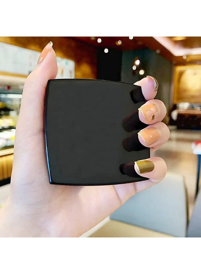 EUTECH Fashion Compact Cosmetic Mirror Elegant Compact Purses Makeup Mirror Small Compact Mirror 2 X 1 Magnification Square Perfect For Pursestravel Black - Image 2