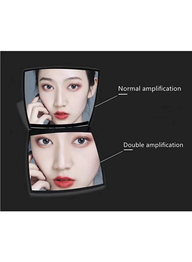 EUTECH Fashion Compact Cosmetic Mirror Elegant Compact Purses Makeup Mirror Small Compact Mirror 2 X 1 Magnification Square Perfect For Pursestravel Black - Image 5