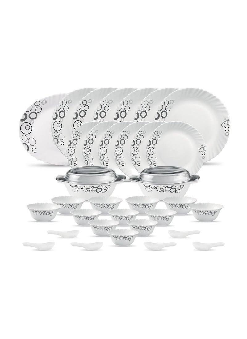 La Opala - La Opala Diva, Classique Collection, Opal Glass Dinner Set 35 pcs, Misty Drops, White - Image 1