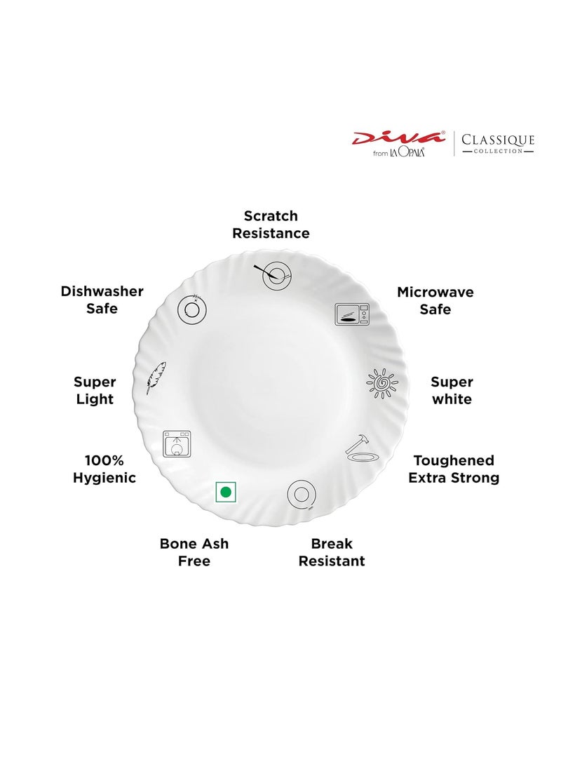 La Opala - La Opala Diva, Classique Collection, Opal Glass Dinner Set 35 pcs, Misty Drops, White - Image 1