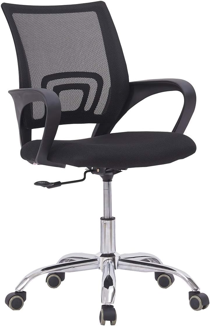 Mahmayi Sleekline Ergonomic Low Back Mesh Chair Office Computer Castor Wheel Office Chair With Lumbar Support Adjustable Height (Black), Mesh_Chair_001 - Image 1