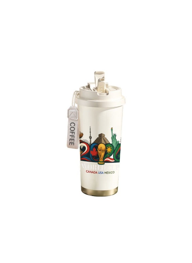 FIFA 520ml World Cup Printed Stainless Steel Insulated Water Bottle Double Wall Vacuum Thermal Flask Leakproof Cup for Hot & Cold Drinks - Image 1