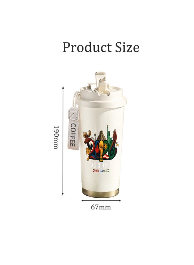 FIFA 520ml World Cup Printed Stainless Steel Insulated Water Bottle Double Wall Vacuum Thermal Flask Leakproof Cup for Hot & Cold Drinks - Image 2