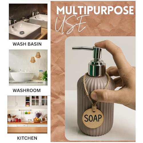 Haristar Liquid Soap Dispenser|Sanitizer Dispenser, Lotion, Shampoo Dispenser | Handwash Bottle for Kitchen | Soap Dispenser for Wash Basin | 300 MLL (Brown, Pack of 1) - Image 3