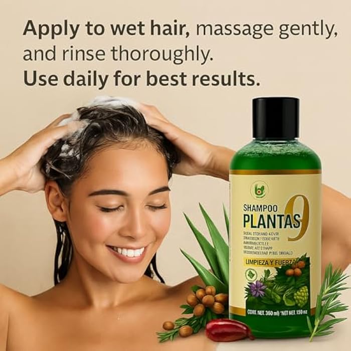 B-Experts 9-Plant Herbal Shampoo 16.9 fl oz–W/Cacahuananche, Sangre de Grado,Bergamota,Aloe(Sabila),Rosemary & More-Natural Botanical Formula– Paraben & Sodium-Free–Supports Strong, Clean & Healthy-Looking Hair - Image 4