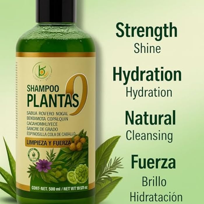 B-Experts 9-Plant Herbal Shampoo 16.9 fl oz–W/Cacahuananche, Sangre de Grado,Bergamota,Aloe(Sabila),Rosemary & More-Natural Botanical Formula– Paraben & Sodium-Free–Supports Strong, Clean & Healthy-Looking Hair - Image 3